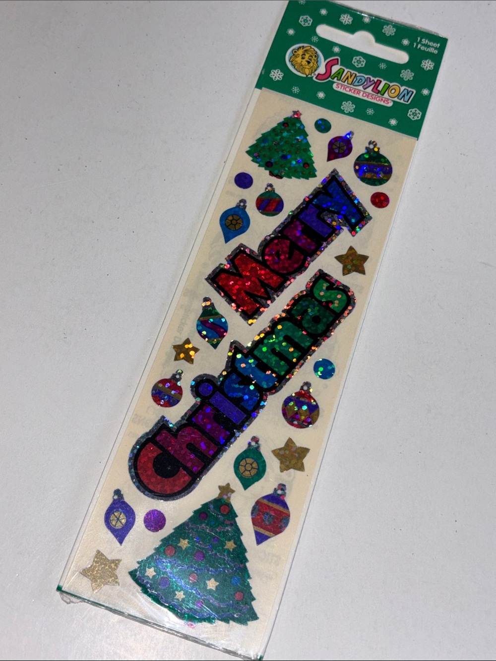 SandyLion Holographic 'Merry Christmas' Sticker Sheet - Multicolor